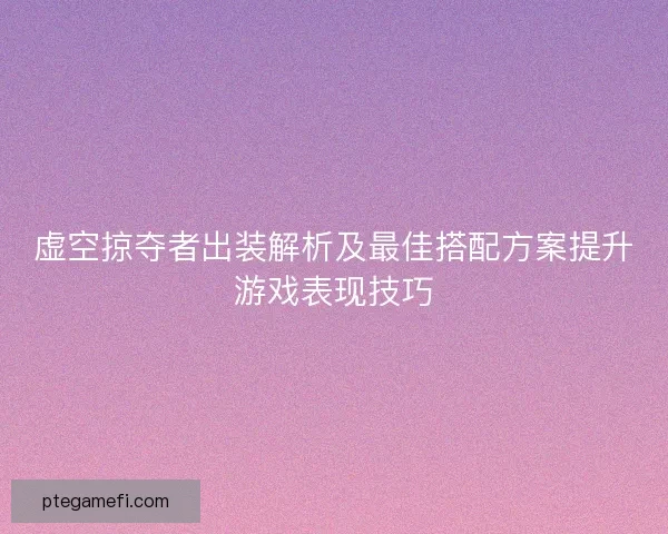 虚空掠夺者出装解析及最佳搭配方案提升游戏表现技巧