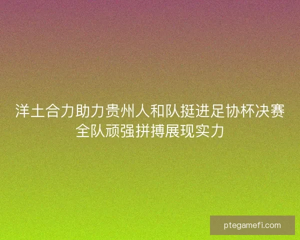 洋土合力助力贵州人和队挺进足协杯决赛全队顽强拼搏展现实力